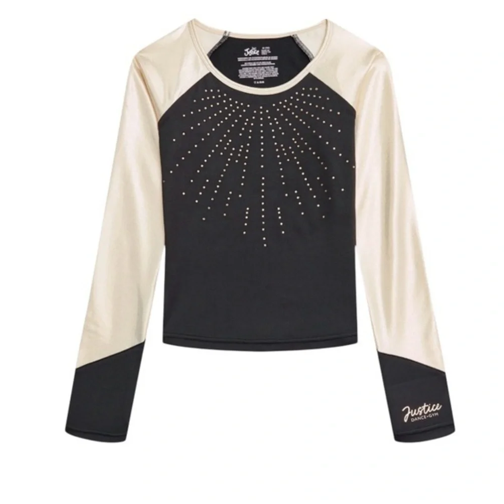 New Justice Girls Long Sleeve Cheer Dance Gymnastics Top Size X Large NWT